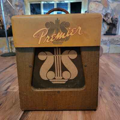 Premier 110 Guitar Harp Amplifier Vintage 1950s All Tube Tan / brown Nice Shape!