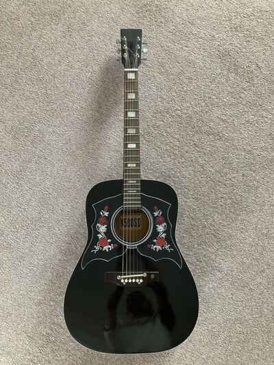 Kay 500 Black Roses Vintage electro acoustic Guitar - 1970s Made in Korea MIK