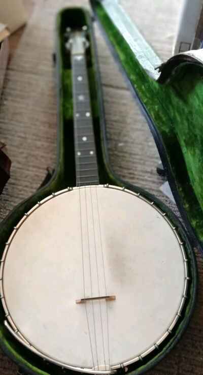 Antique Vega Fairbanks Style M Tenor 4 String Banjo Open Back With Original Case