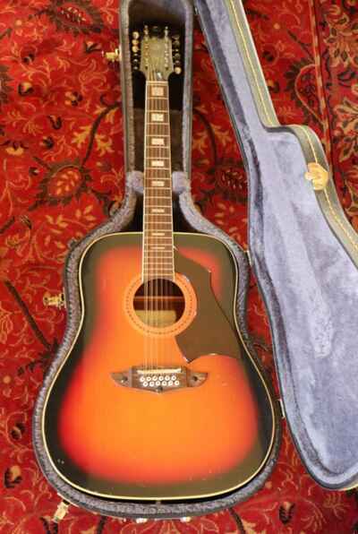 Super Rare Sunburst Version Vintage Eko Rio Bravo 12 1st Edition 1960s + H / Case