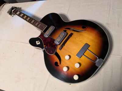 1960 Harmony Meteor H70 Vintage Guitar Left Hand - Sunburst, DeArmond Gold Foils