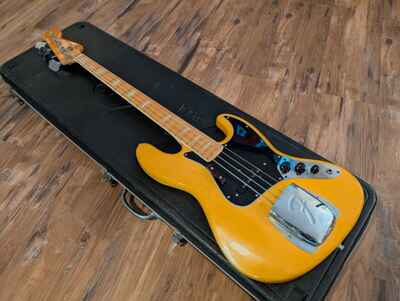 1976 Fender Jazz Bass Guitar Yellowed Olympic White Maple All Original 9 13Lbs