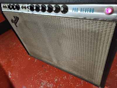 1969 Fender Pro Reverb (Tube) Silver Face Amp Amplifier A-18930 Tested 2 x 12