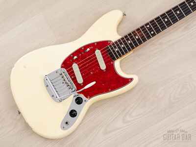 1965 Fender Mustang Vintage Offset Guitar Olympic White w /  Case