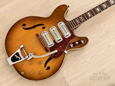 1966 Harmony H76 Vintage Electric Guitar, Airline-Branded, DeArmond Gold Foils