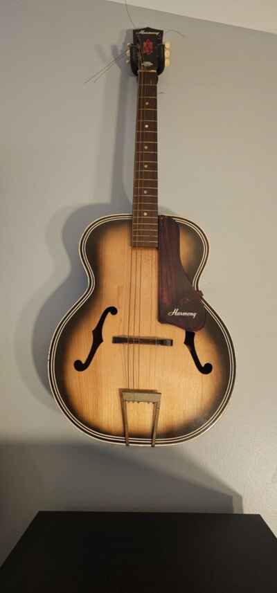 vintage 1966 harmony arch tone archtop 6 string guitar needs new strings
