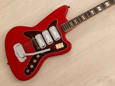 1966 Silvertone 1488 Silhouette Vintage Electric Guitar Cherry, Harmony USA