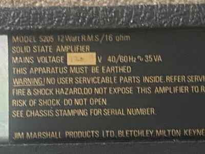 Marshall 5205 Vintage 12w Amp Original Celestion G10D-25, Original cover