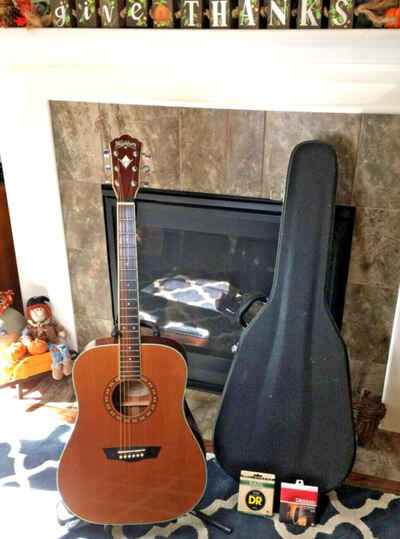 Nice Vintage Washburn WD11S 6 String Acoustic Guitar With Hard Shell Case!