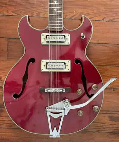 Vtg ?68 / ?69 Silvertone 1460 Kay Electric Semi Hollow Guitar MIJ Teisco NR!