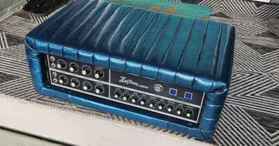 Vintage 1972 Kustom K250-4 Tuck Roll Head Amplifier Amp Blue Sparkle Great Shape