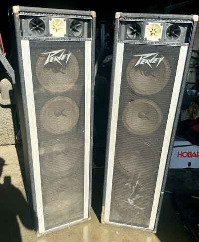 Set Of 2 Peavy 410 4x10 Column Speakers Vintage 70??s