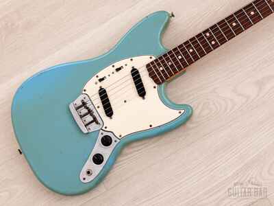 1966 Fender Duo Sonic II Vintage Offset Electric Guitar Daphne Blue w /  Case