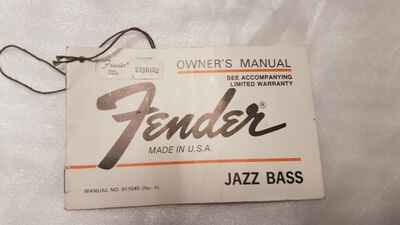 1977 FENDER JAZZ BASS HANG TAG