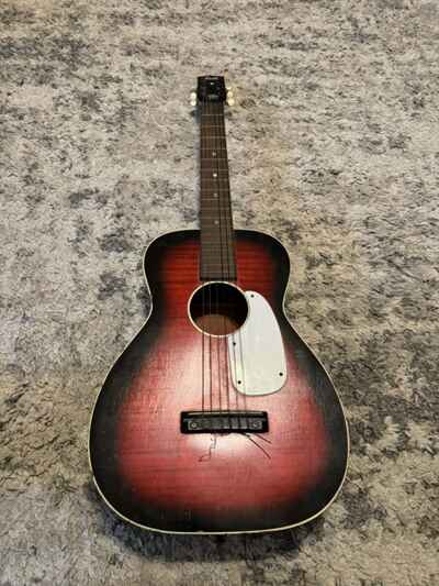 Vintage Stella Harmony H931 Parlor Guitar Redburst