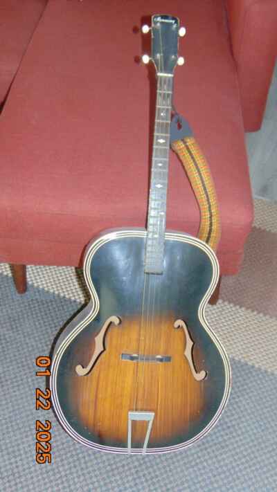 Vintage Harmony Tenor 4 String Archtop Guitar  Tobacco Burst 1940s