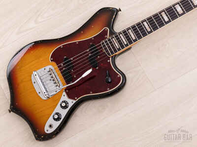 1969 Fender Custom (Maverick) Vintage Offset Electric Guitar Sunburst 100%