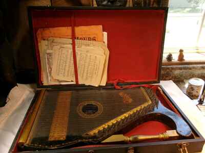 Antique Patent 1894 Mandolin Guitar harp w / Case The Educational Co Concord, N C.