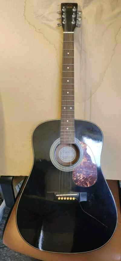 Vintage Hondo H124B Acoustic Guitar Black 1980??s