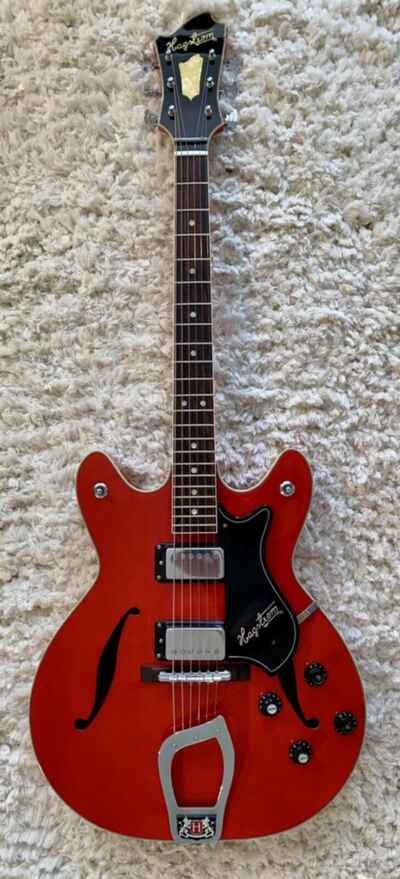 1972 Hagstrom Viking V-1N Cherry Red finish in Excellent condition w /  TKL HSC