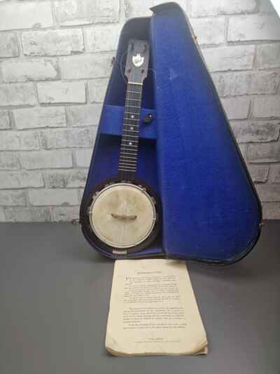 Vintage Keech Banjo Ukulele AR 1058 Signed Alvin Keech Pat 219720 / 23, Cased Music