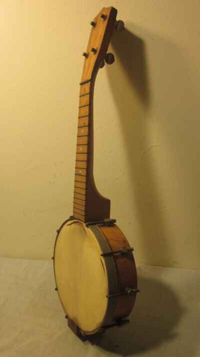 Vintage / Antique 4 String Banjo Handmade Solid Wood Body 21 in Length for Restore