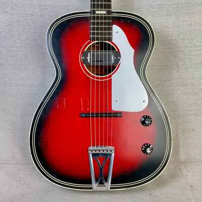 Stella Harmony H1141 Grand Concert Electric Acoustic 1966 Sunburst Rubber Bridge