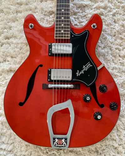 Vintage 1972 Hagstrom Viking V-1N Cherry Red finish in EXC condition w /  TKL HSC