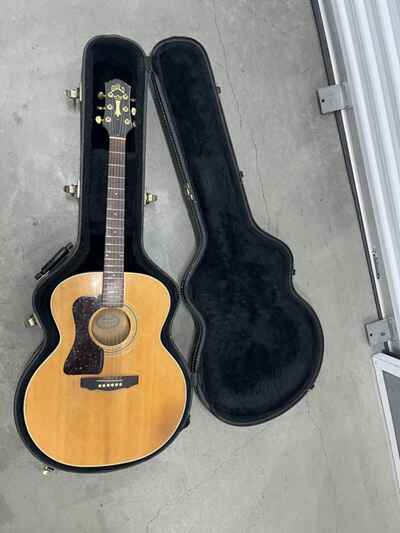 Guild Jumbo Acoustic Guitar Left Handed Lefty With Hardshell Case