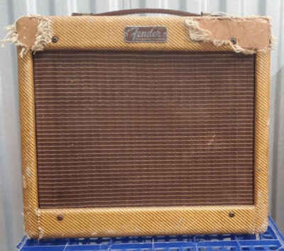 Vintage 1957 Fender Champ Amplifier 5E1 With Original Cover