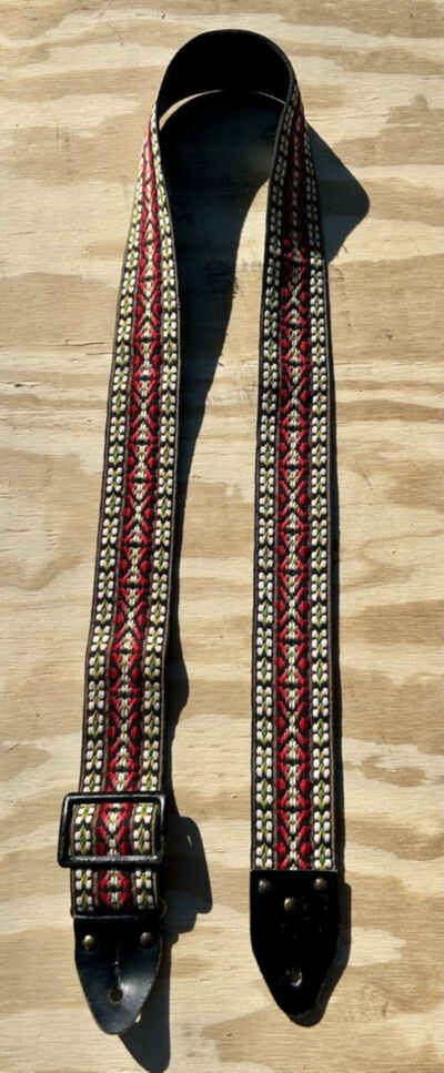 Vintage Reds Green Ace-Style Banjo or Guitar Woven Hippie Strap