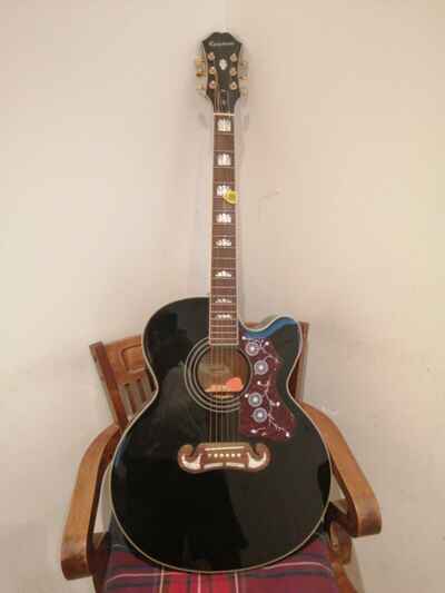 guitarra acústica Epiphone J-200 EC Studio BK Negro ( FISHMAN SONITONE )