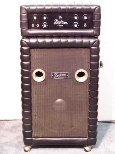 VINTAGE 60s KUSTOM K100 2 AMP 15 JBL SPEAKER BLACK TUCK AND ROLL W /  FOOTSWITCH