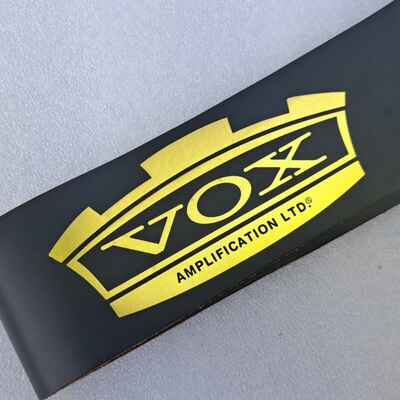 Vintage Leather Vox Guitar Strap Black with Gold Logo - RARE! Beatles Related