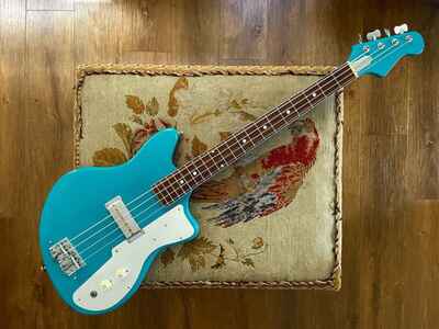 Teisco Orpheus Vintage 1960s Short Scale Bass Miami Blue Refin