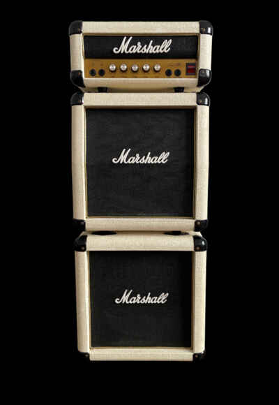 1989 / 1990 Vintage Made In England Marshall Lead 12 Model 3005 White Tolex Stack