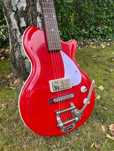 1963 Supro Belmont - Poppy Red - Bigsby B5 - Res-O-Glass -Guitar - Airline Strap