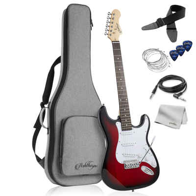 OPEN BOX - 39" Full-Size Electric Guitar Beginner Kit with Gig Bag, Red-White