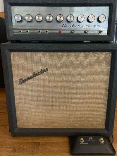 Vintage 60s Danelectro DM 25 Guitar Amp With Matching Cabinet and Footswitch