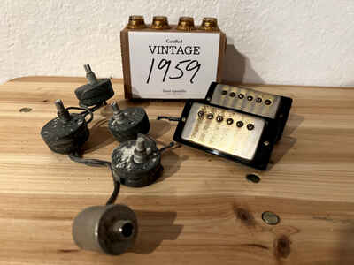 1959 Gibson PAF Sticker Humbucker set, pots, knobs. From Virgil Arlo collection