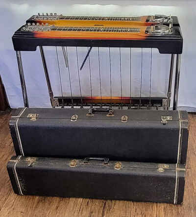 1960s Rare Fender Double Neck Pedal 2000 Lap Steel Guitar with Legs and Case