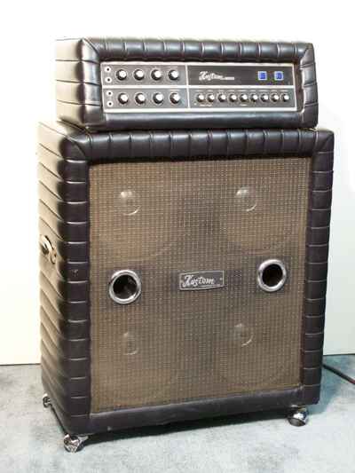 VINTAGE 70s KUSTOM K250-4 AMP HEAD, 4-12 G SPEAKER BLACK TUCK AND ROLL AMPLIFIER