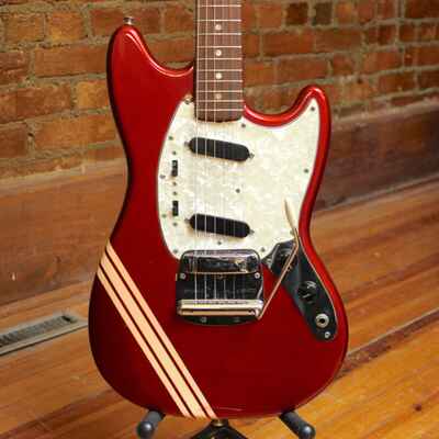 1969 Fender Competition Red Mustang Guitar All Original With Case Vintage Excel.