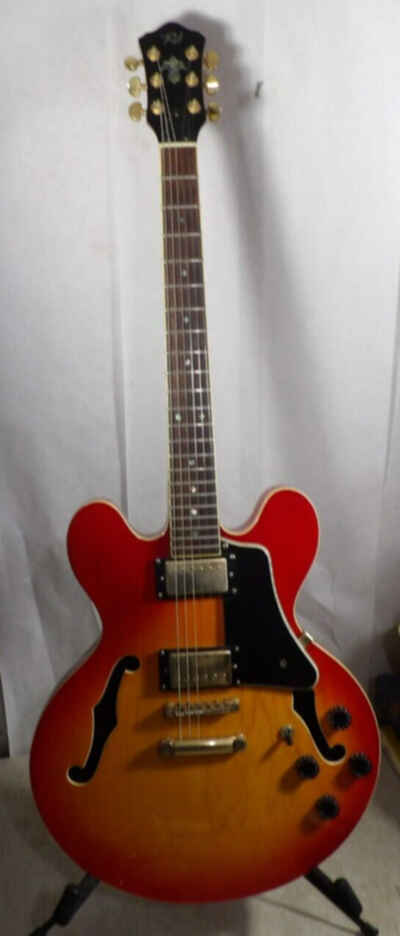 Vintage 1990s RJ Custom ES-355 Semi-Hollow Cherry Burst Guitar W / Case MIK