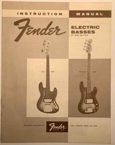 Fender Electric Basses Instruction Manual Precision & Jazz Circa 1960, 1961 8 Pg