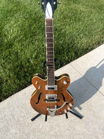 Vintage 1968 Gretsch Rally 6104 Green-Stain Semi-Hollow Guitar 1960s