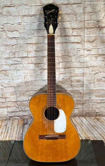 Vtg Harmony Sovereign H1203 Acoustic Flat-Top Guitar 1963 Pinless Natural w / Case