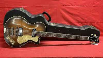 1966 Hofner 500 / 2 Club Bass Guitar - Mfg 1966 - w /  Case - Sunburst (SS2132456)