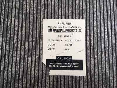 Marshall Amplifier ID Plate 1970 Vintage Rare