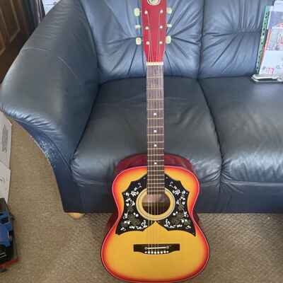 KAY VINTAGE K230 3 / 4 SUNBURST 1970s ACOUSTIC GUITAR NICE CONDITION SOUNDS GREAT 